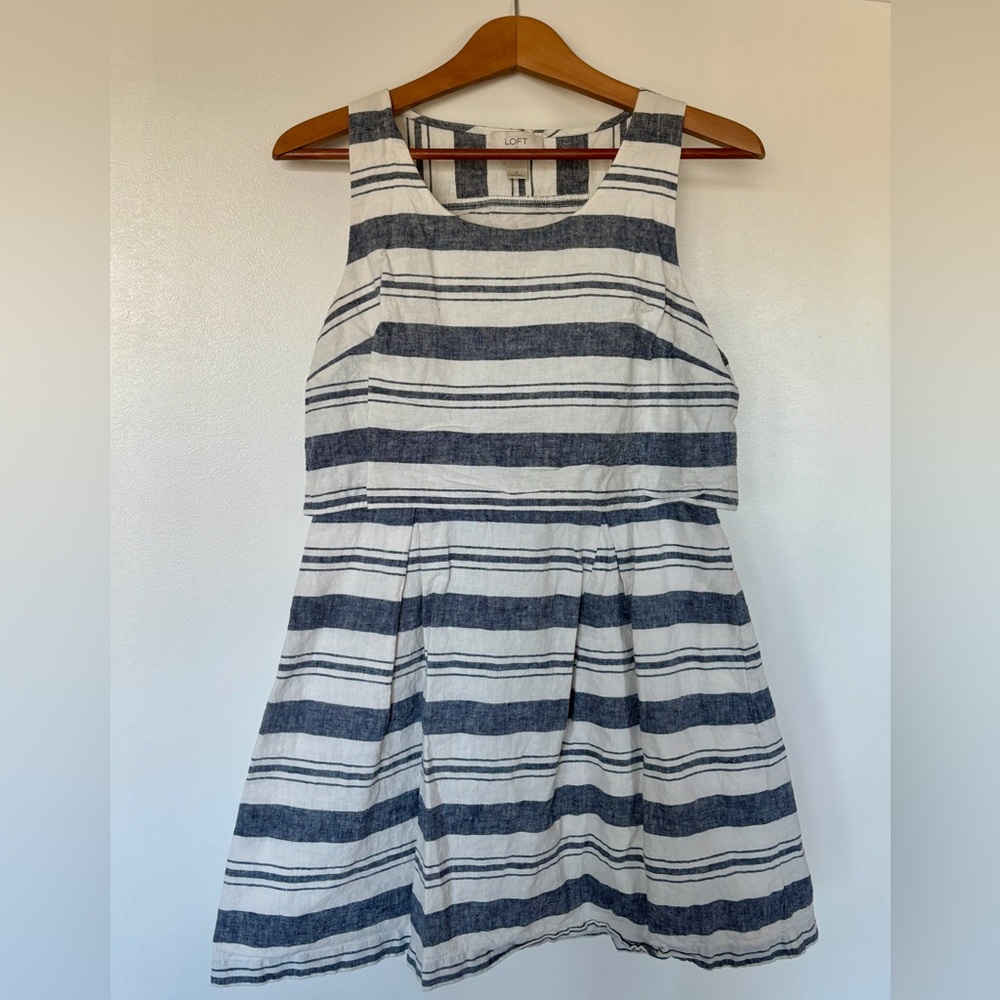 LOFT Striped Linen Blend Dress